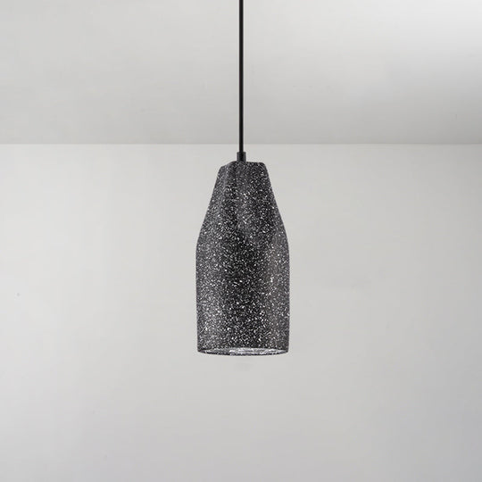 Modern Geometric Shade Ceiling Light - Single Hanging Lamp for Dining Room in Cement Finish