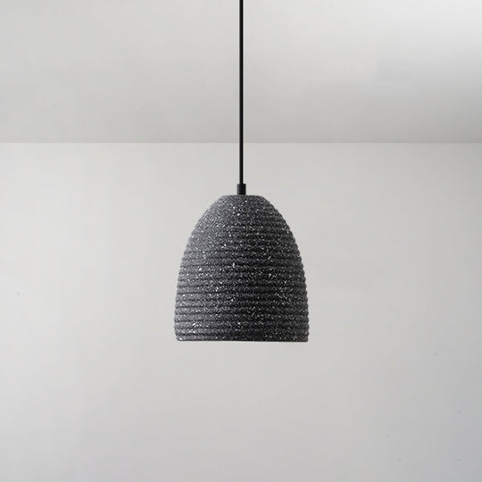 Modern Geometric Shade Ceiling Light - Single Hanging Lamp for Dining Room in Cement Finish