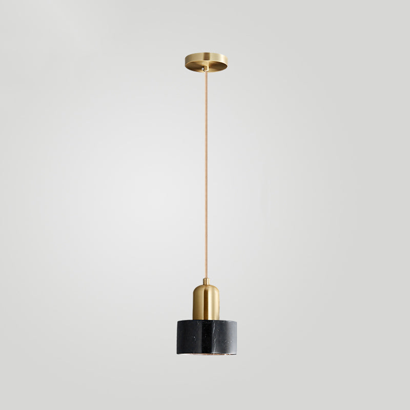 Marble Pendant Light - Round Shade Simple Suspension Fixture For Dining Room Lighting