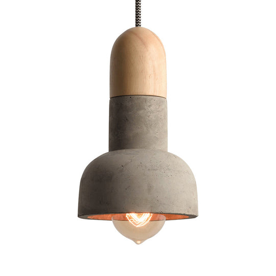 Cement Pendant Light - Minimalistic Flashlight Design 1 Bulb Ceiling Hanging Fixture For Dining Room