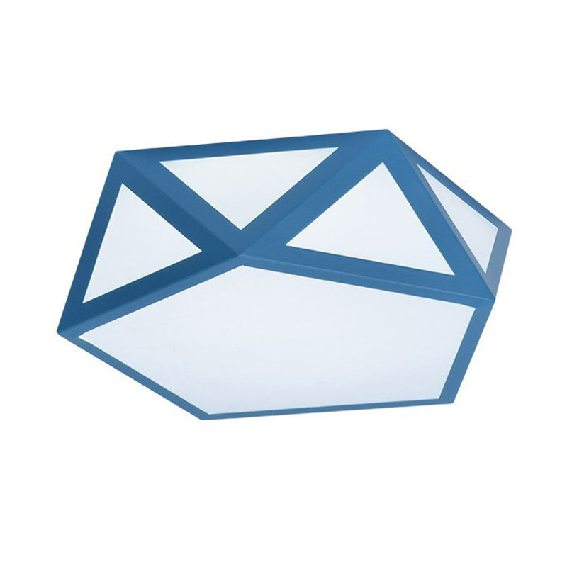 Modern Nordic Pentagon Led Flush Mount Light Fixture For Bedrooms Blue / White