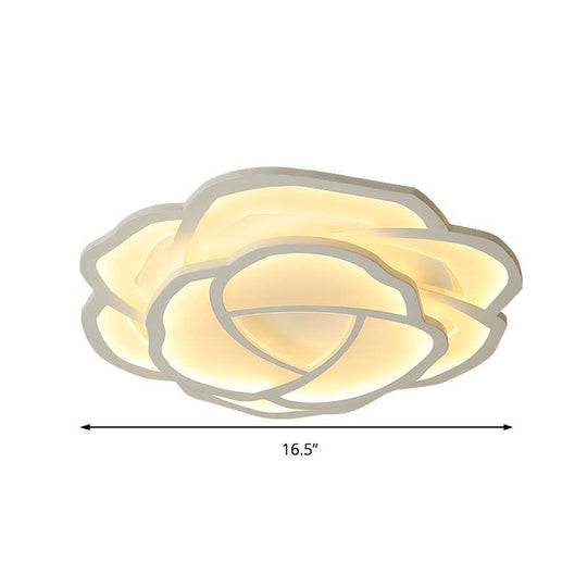 Led Acrylic Shaded Rose Flush Mount Ceiling Lamp - Simplicity Bedroom Light (16/20.5) In Warm/White