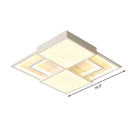 Modern White Square LED Acrylic Flush Mount Ceiling Light