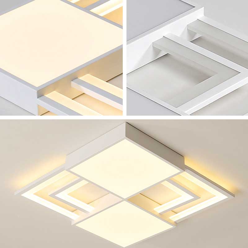 Modern White Square LED Acrylic Flush Mount Ceiling Light