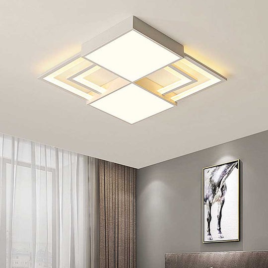 Modern White Square LED Acrylic Flush Mount Ceiling Light