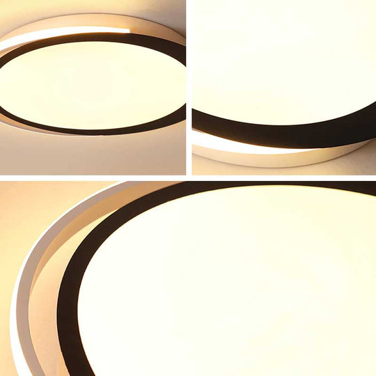 Modern LED Flush Mount Ceiling Light in Black and White with Warm/White/Natural Lighting Options - 16"/19.5"/23.5" Diameter
