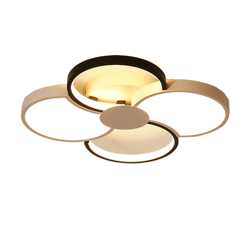 Plafonnier LED noir et blanc en forme de fleur avec abat-jour en acrylique en 3 options d'éclairage, 16,5"-23,5" de large pour les chambres
