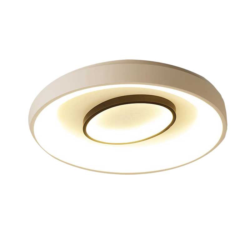 Nordic LED Flush Mount Ceiling Lamp - 16"/19.5" Dia, Acrylic Shade, White Round Design, Warm/White Light