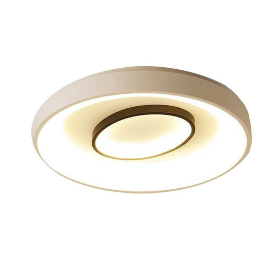 Nordic LED Flush Mount Ceiling Lamp - 16"/19.5" Dia, Acrylic Shade, White Round Design, Warm/White Light