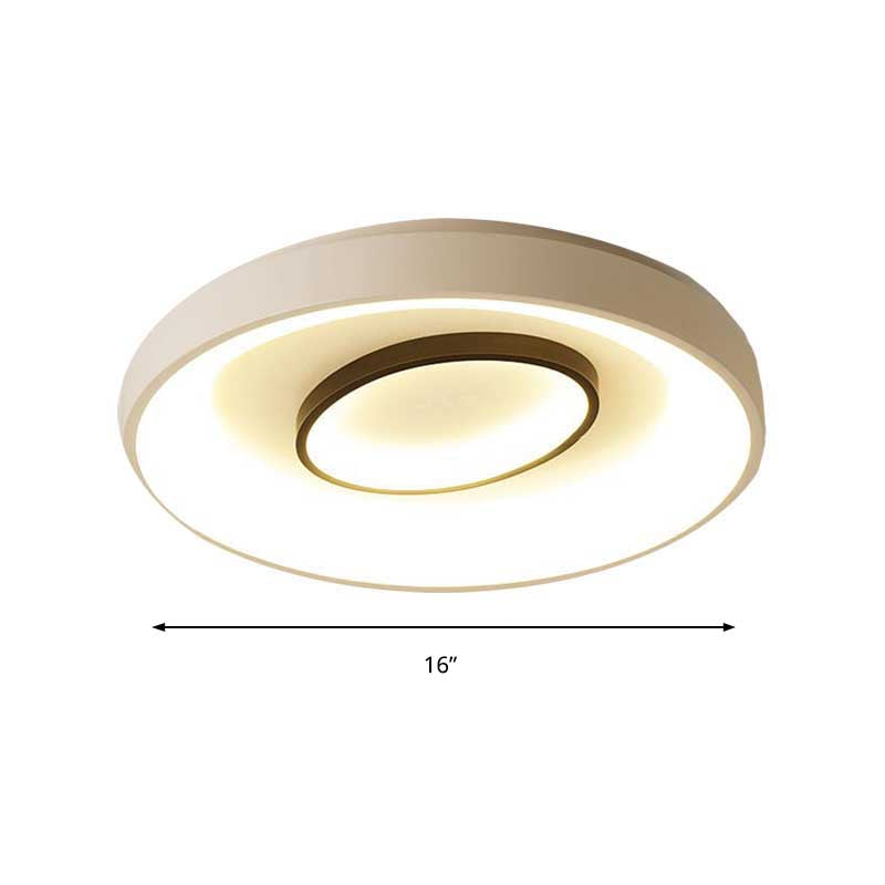 Nordic LED Flush Mount Ceiling Lamp - 16"/19.5" Dia, Acrylic Shade, White Round Design, Warm/White Light