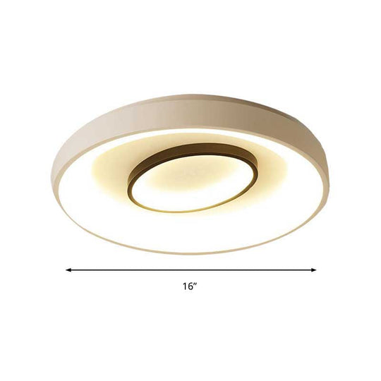 Nordic LED Flush Mount Ceiling Lamp - 16"/19.5" Dia, Acrylic Shade, White Round Design, Warm/White Light