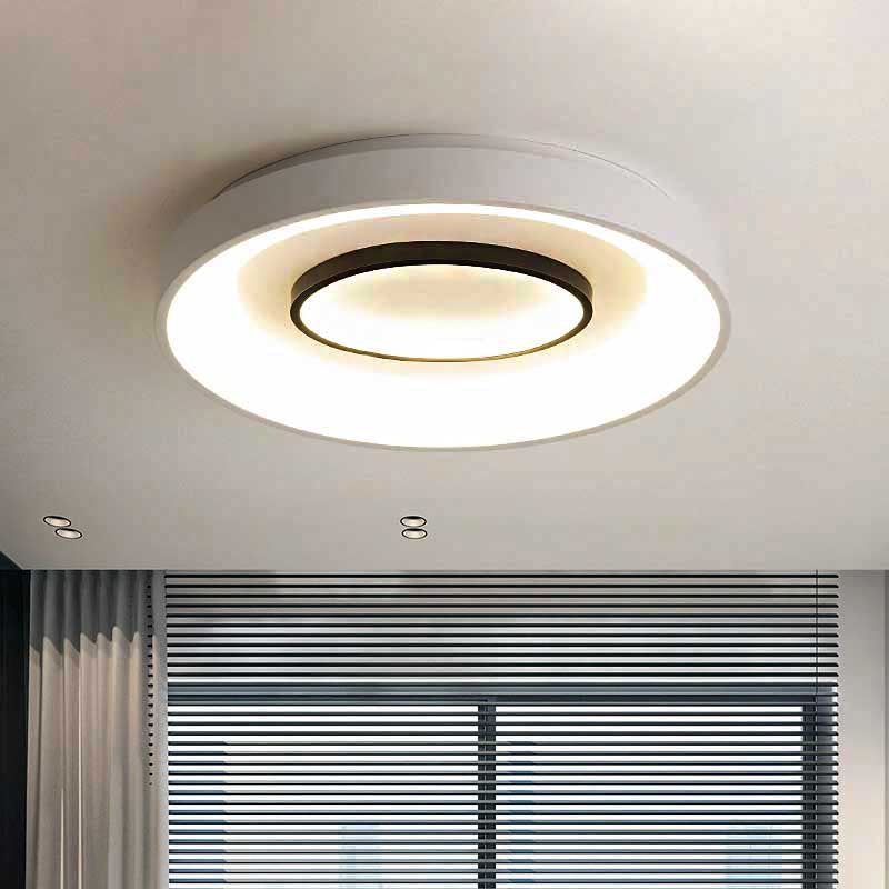 Nordic LED Flush Mount Ceiling Lamp - 16"/19.5" Dia, Acrylic Shade, White Round Design, Warm/White Light
