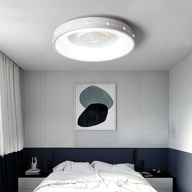 Nordic LED Flush Mount Ceiling Light: 16"/19.5" Round Curved Flush Design, Warm/White Light for Bedroom