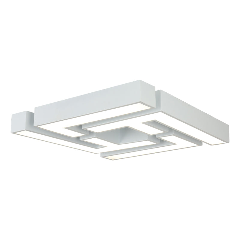 Maze Flush Mount LED Ceiling Lamp - Acrylic Shade, White, Warm/White Light