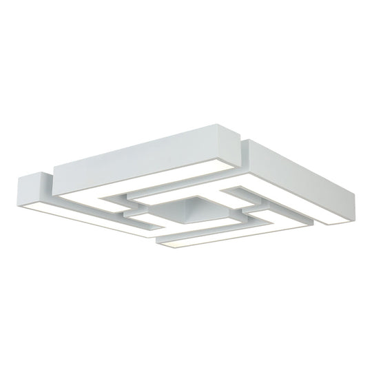 Maze Flush Mount LED Ceiling Lamp - Acrylic Shade, White, Warm/White Light