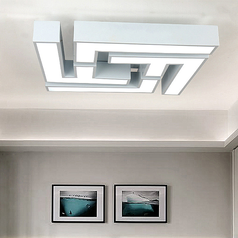 Maze Flush Mount LED Ceiling Lamp - Acrylic Shade, White, Warm/White Light