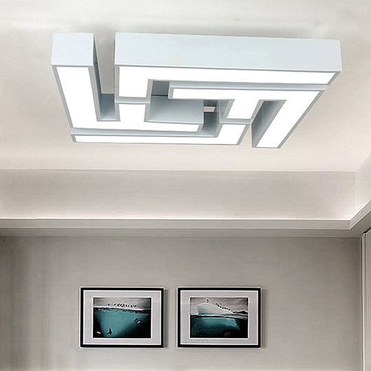 Maze Flush Mount LED Ceiling Lamp - Acrylic Shade, White, Warm/White Light