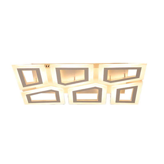 Modern LED Flush Light for Bedroom | Square/Rectangular Splicing | Warm/White Light | 16"/24.5"/37.5" W