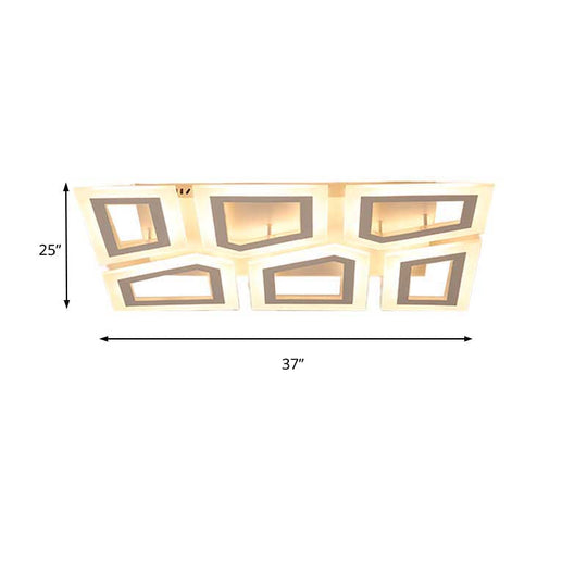 Modern LED Flush Light for Bedroom | Square/Rectangular Splicing | Warm/White Light | 16"/24.5"/37.5" W