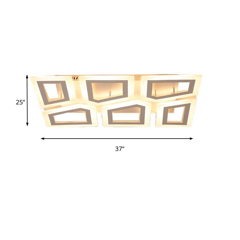 Modern Led Flush Light For Bedroom | Square/Rectangular Splicing Warm/White 16/24.5/37.5 W
