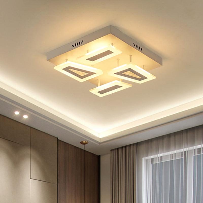 Modern LED Flush Light for Bedroom | Square/Rectangular Splicing | Warm/White Light | 16"/24.5"/37.5" W