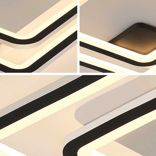 Contemporary Black 2-Tier LED Ceiling Flush Mount - 18"/23" Wide | Warm/White Light