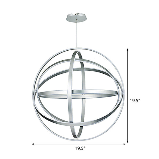 Modernistic Acrylic Globe Chandelier Pendant - 19.5" Wide, 1-Light, White Ceiling Fixture