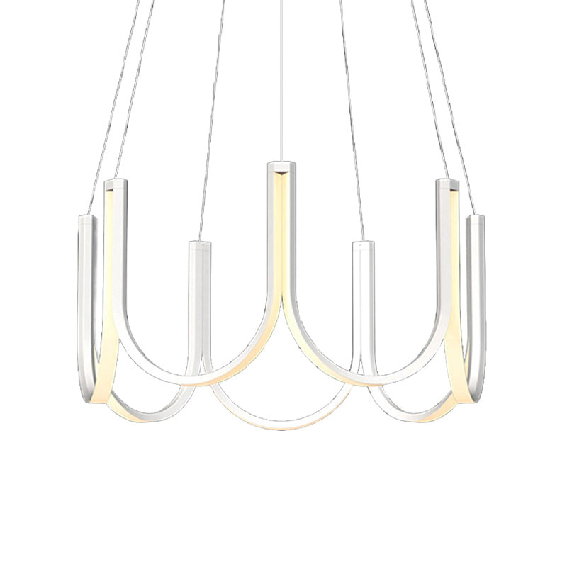Contemporary U-Shaped LED Chandelier Light: Black/White/Gold Acrylic Ceiling Pendant (White/Warm Light)