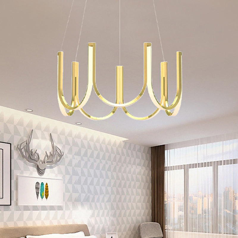 Contemporary U-Shaped LED Chandelier Light: Black/White/Gold Acrylic Ceiling Pendant (White/Warm Light)