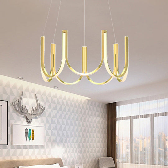 Contemporary U-Shaped LED Chandelier Light: Black/White/Gold Acrylic Ceiling Pendant (White/Warm Light)