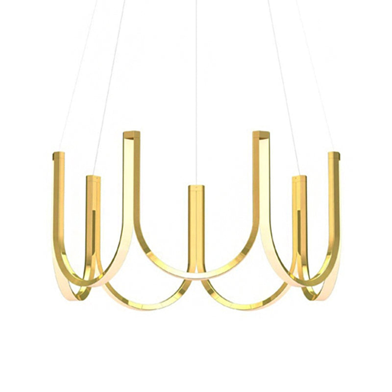Contemporary U-Shaped LED Chandelier Light: Black/White/Gold Acrylic Ceiling Pendant (White/Warm Light)