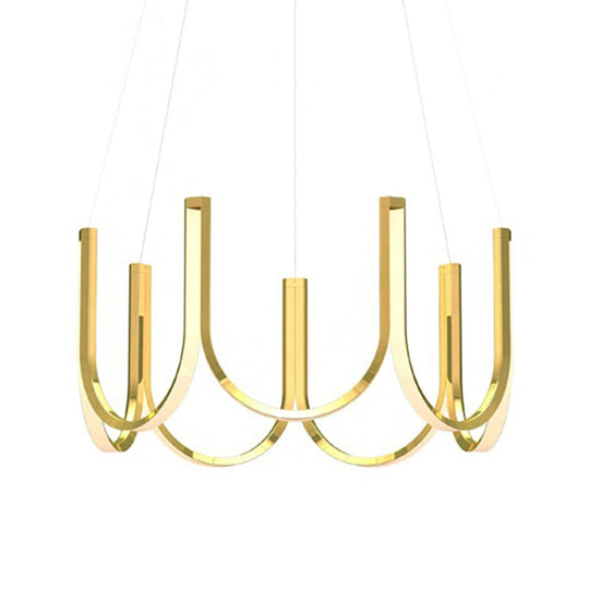 Contemporary U-Shaped LED Chandelier Light: Black/White/Gold Acrylic Ceiling Pendant (White/Warm Light)