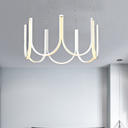 Contemporary U-Shaped LED Chandelier Light: Black/White/Gold Acrylic Ceiling Pendant (White/Warm Light)