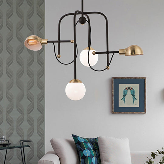Modern Metallic Black Pendant Light Fixture with 4-Lights and Adjustable Hanging Rod - Branch Chandelier