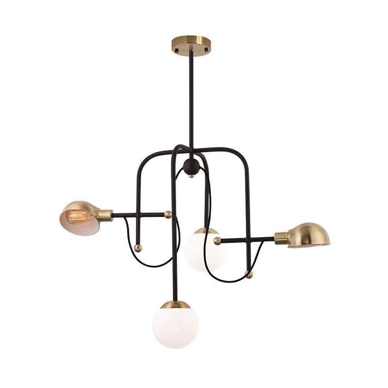 Modern Metallic Black Pendant Light Fixture with 4-Lights and Adjustable Hanging Rod - Branch Chandelier