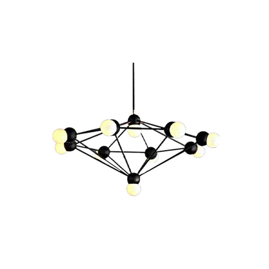 Modern 6/8/10-Light Hanging Chandelier Kit in Black/Gold with Geometric Metal Arm - Ideal for Living Room