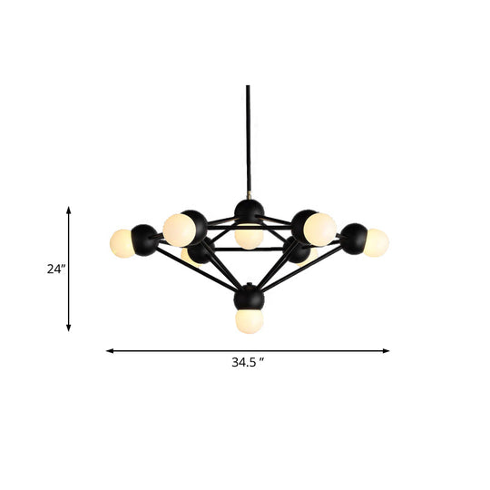 Modern 6/8/10-Light Hanging Chandelier Kit in Black/Gold with Geometric Metal Arm - Ideal for Living Room