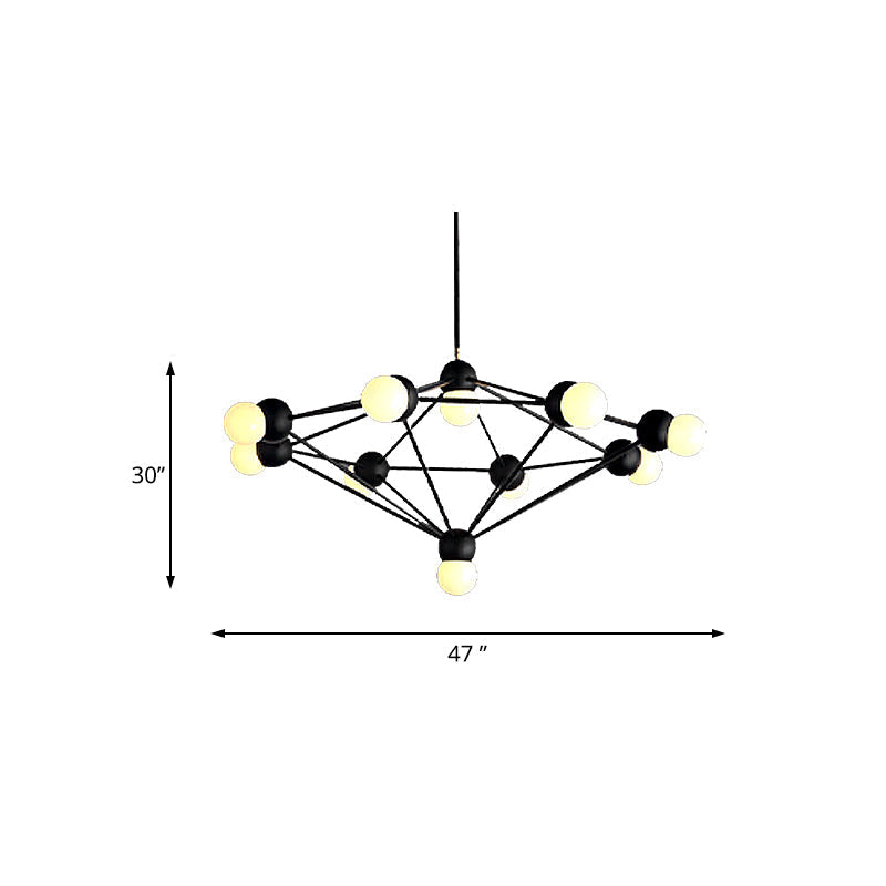 Modern 6/8/10-Light Hanging Chandelier Kit in Black/Gold with Geometric Metal Arm - Ideal for Living Room