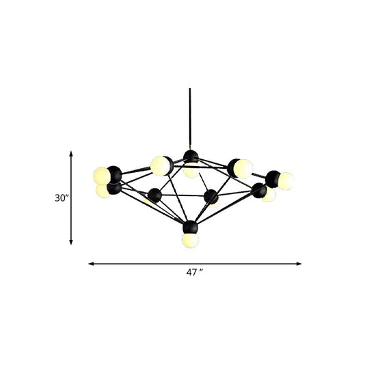 Modern 6/8/10-Light Hanging Chandelier Kit in Black/Gold with Geometric Metal Arm - Ideal for Living Room