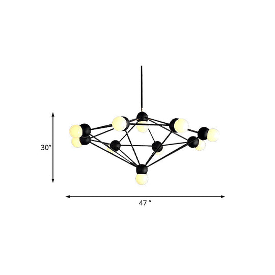 Geometric Metal Arm Chandelier 6/8/10-Light Living Room Hanging Light In Black/Gold