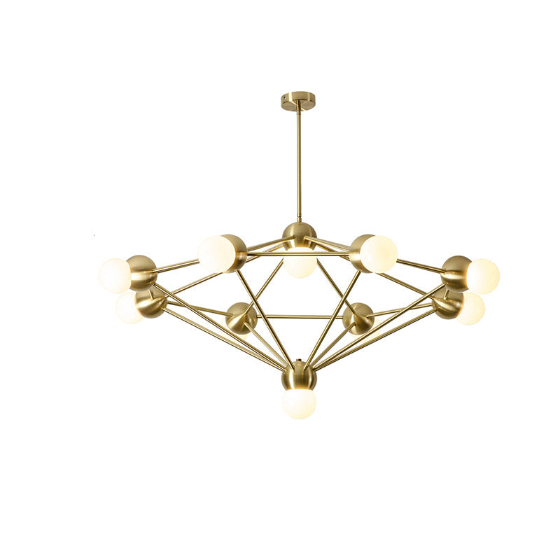 Modern 6/8/10-Light Hanging Chandelier Kit in Black/Gold with Geometric Metal Arm - Ideal for Living Room