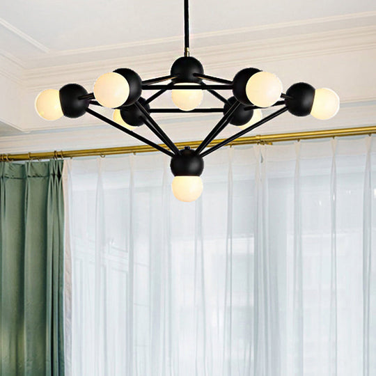 Modern 6/8/10-Light Hanging Chandelier Kit in Black/Gold with Geometric Metal Arm - Ideal for Living Room