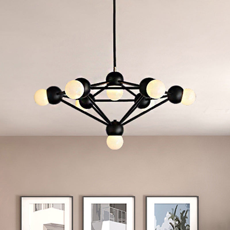 Modern 6/8/10-Light Hanging Chandelier Kit in Black/Gold with Geometric Metal Arm - Ideal for Living Room