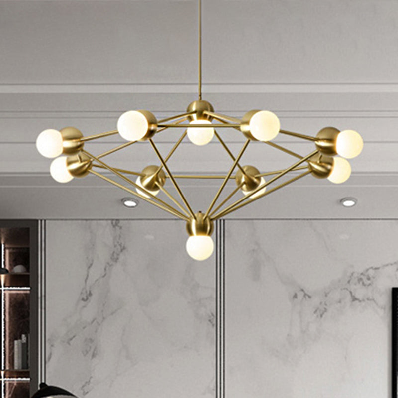 Modern 6/8/10-Light Hanging Chandelier Kit in Black/Gold with Geometric Metal Arm - Ideal for Living Room