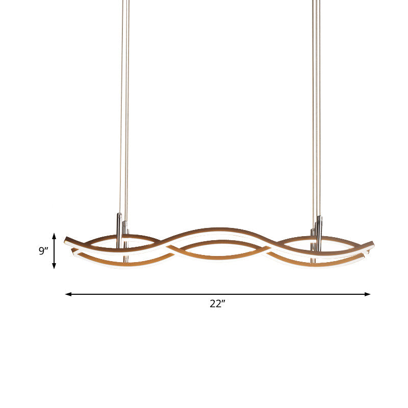 Golden LED Pendant Chandelier with Wavy Design - 22"/27"/41" Wide - Acrylic - White/Warm Light