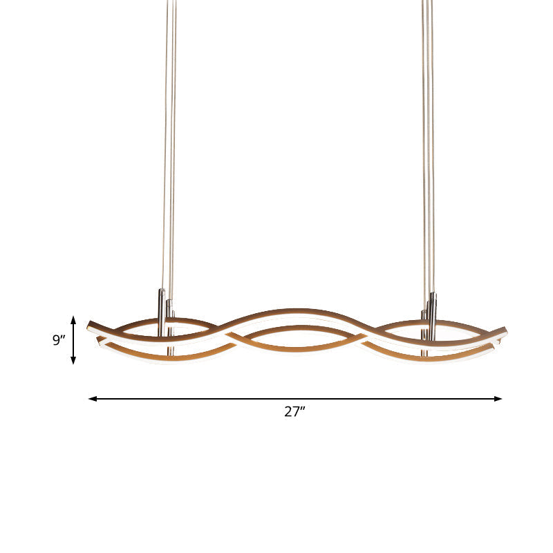 Golden LED Pendant Chandelier with Wavy Design - 22"/27"/41" Wide - Acrylic - White/Warm Light