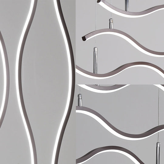 Simple Acrylic Golden Led Pendant Chandelier - 22/27/41 Wide Wavy Design In White/Warm Light