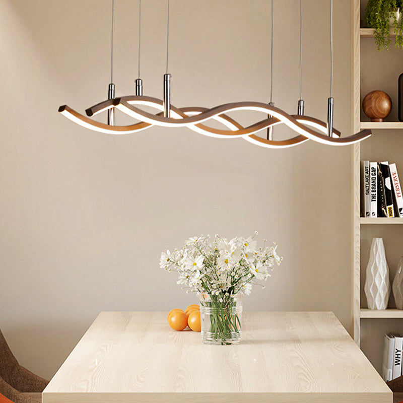 Simple Acrylic Golden Led Pendant Chandelier - 22/27/41 Wide Wavy Design In White/Warm Light