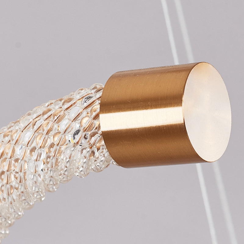 Modernist Crystal Gold LED Rope Pendant Chandelier - Stunning Living Room Ceiling Light Fixture