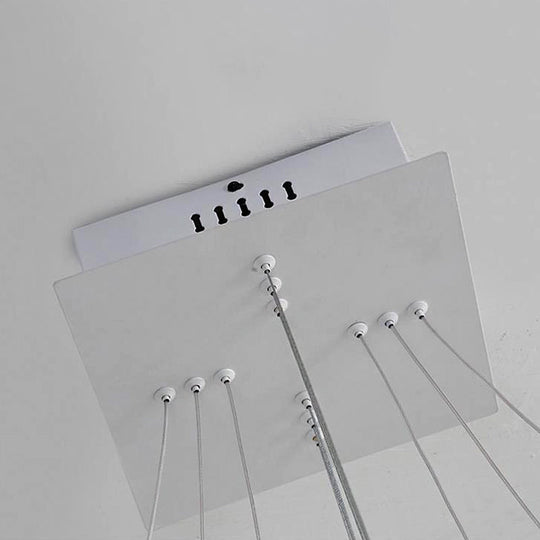 Modern Led Ceiling Chandelier - White Square Hanging Light Fixture Warm/White/Natural 3-Tier Design